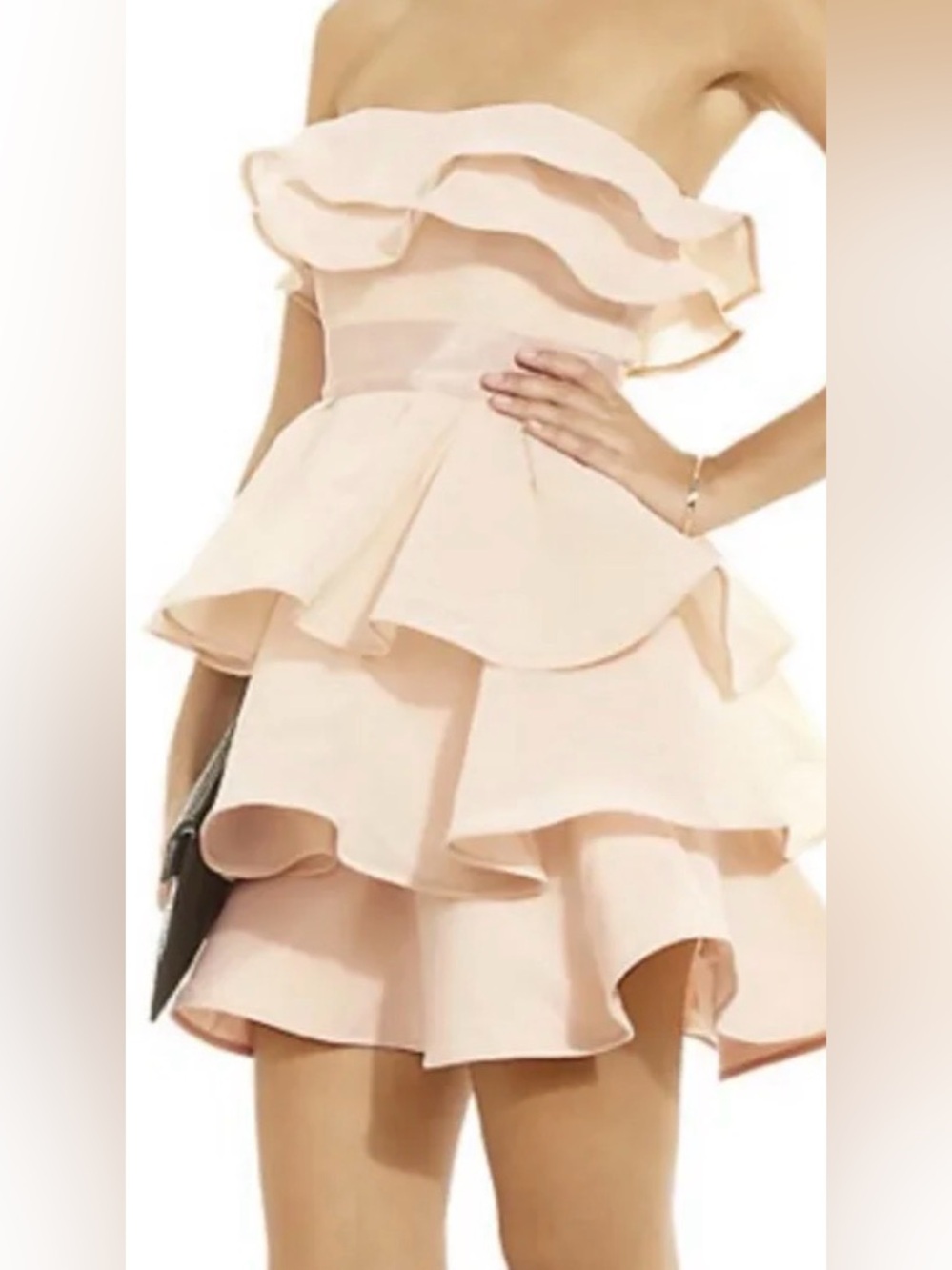 Ted Baker Pale Pink Ruffle Tiered Silk Mini Dress Size 2 Structured Bodice